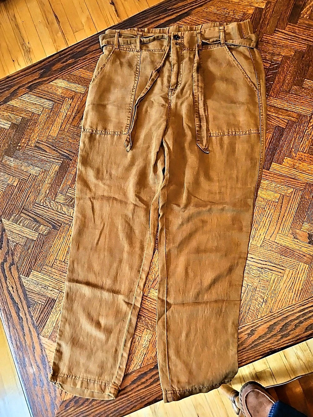 C&C California Linen Blend Paperbag Waist Pants